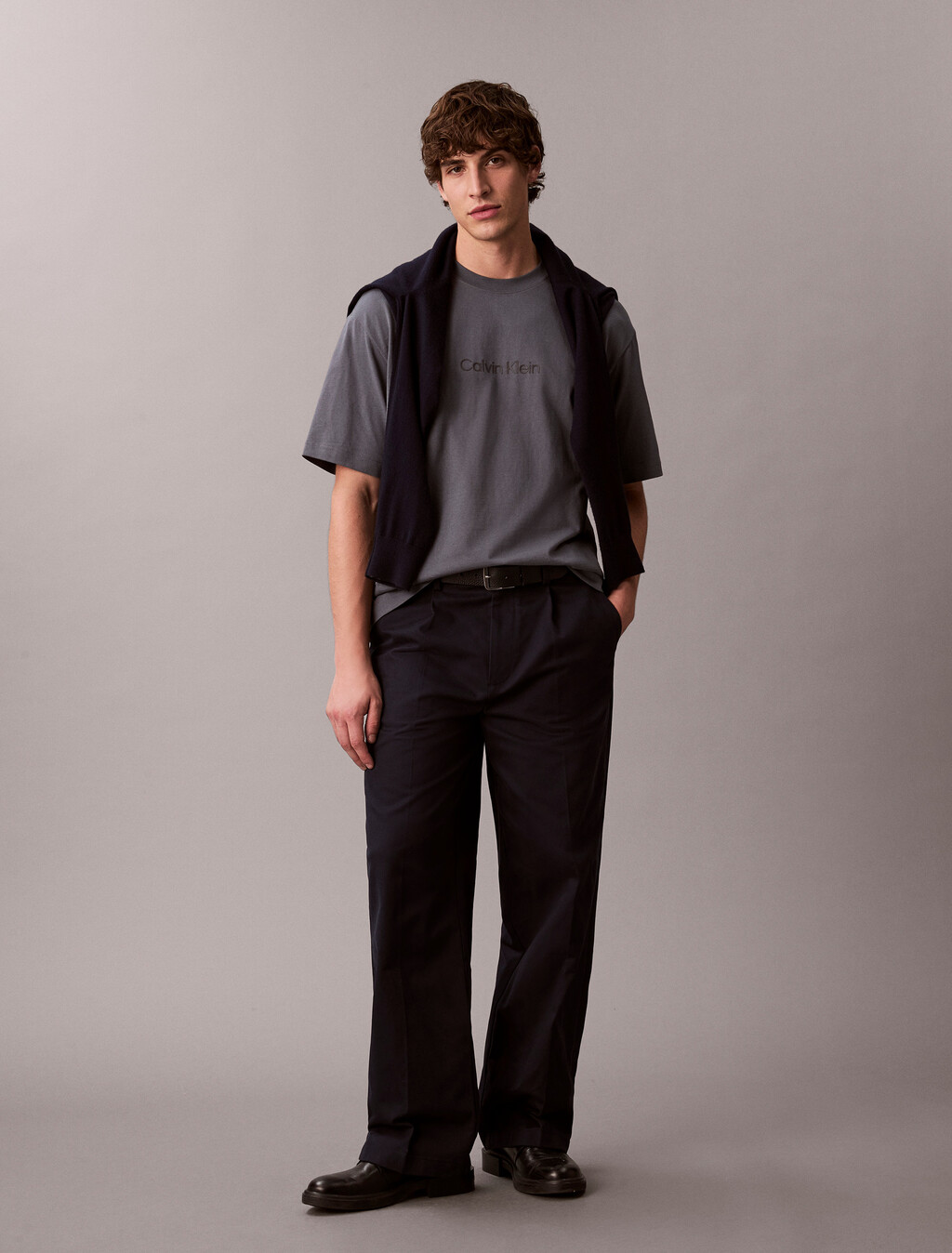 Calvin Logo Crew Neck Tee, Anchor Navy, hi-res