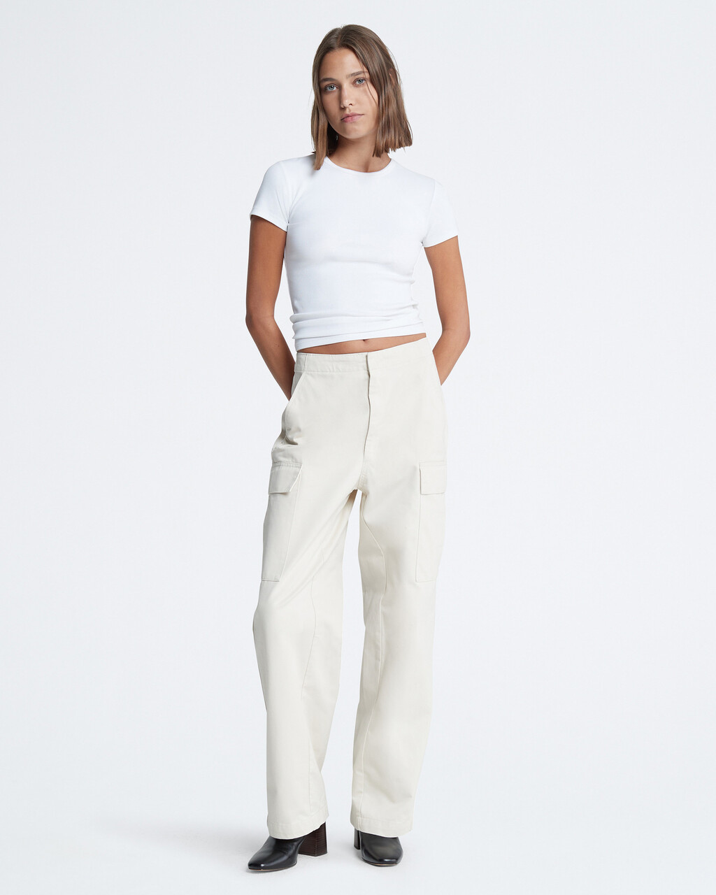 Wide Leg Cargo Pants, Almond Milk, hi-res
