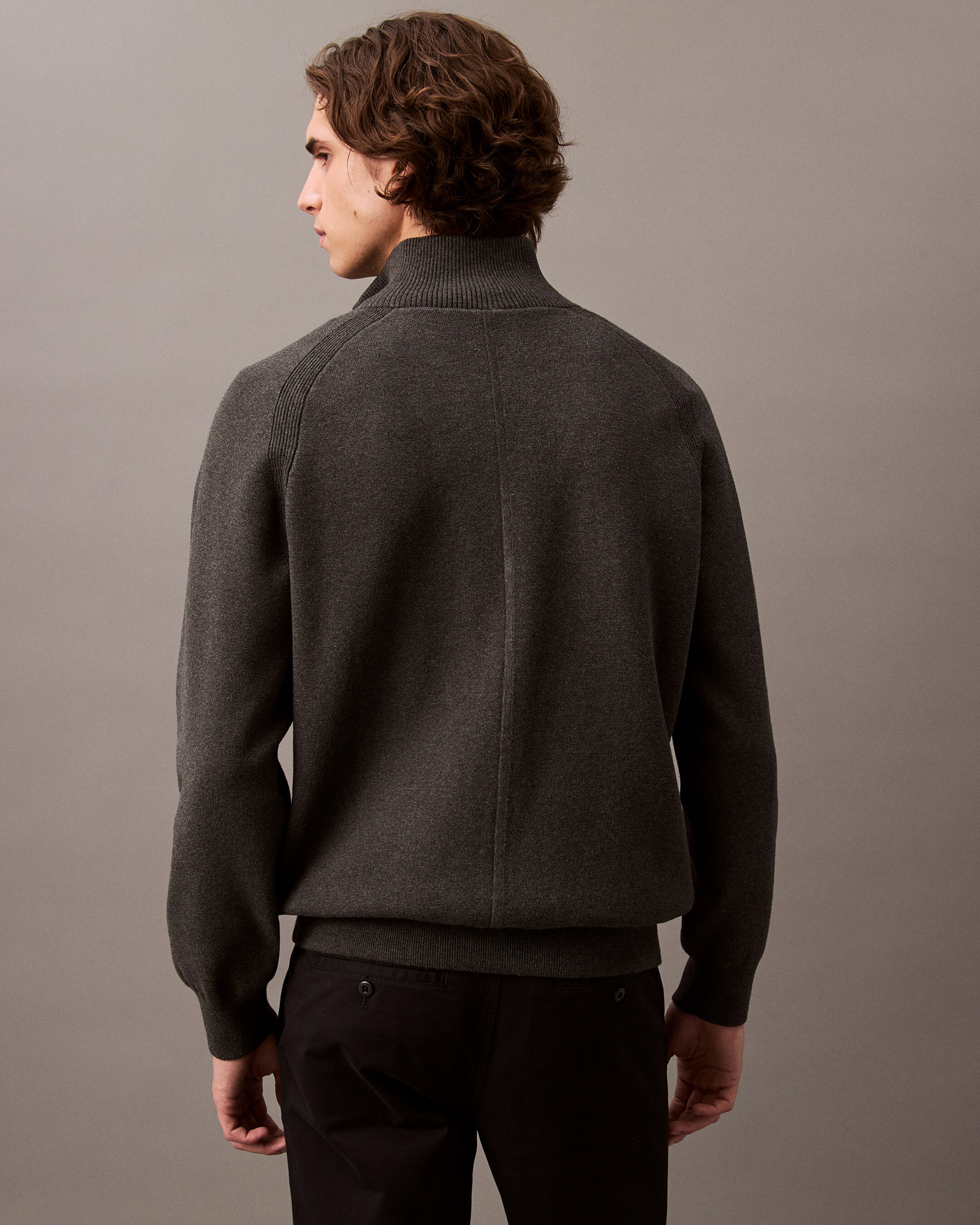 Tech Knit Quarter Zip Sweater grey Calvin Klein Hong Kong