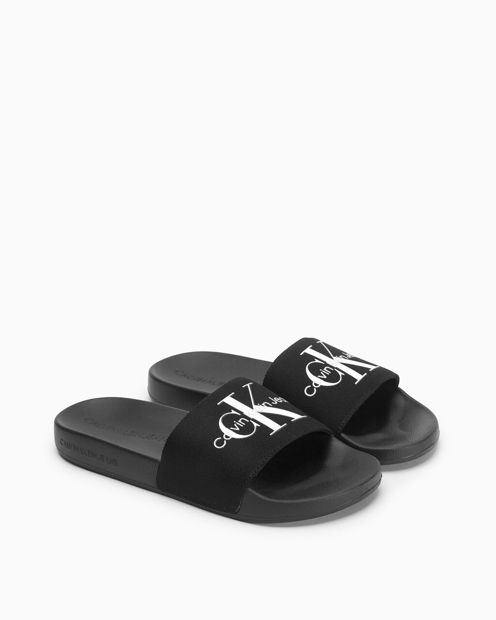RECYCLED CANVAS SLIDERS, Black/Bright White, hi-res
