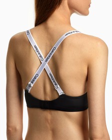 Tailored Logo Lightly Lined Wirefree Bra, Black, hi-res