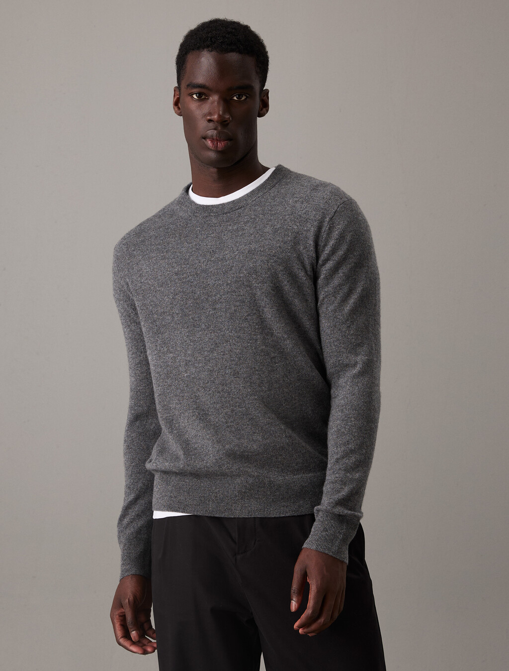 Classic Cashmere Crewneck Sweater, Dark Cliff Htr, hi-res