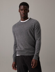 Classic Cashmere Crewneck Sweater, Dark Cliff Htr, hi-res