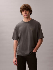 Oversized Abstract Print Tee, Gray Pinstripe, hi-res