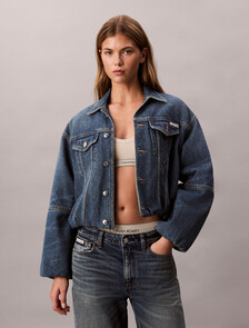 Relaxed Denim Bubble Jacket, TINTED ORCHARD, hi-res