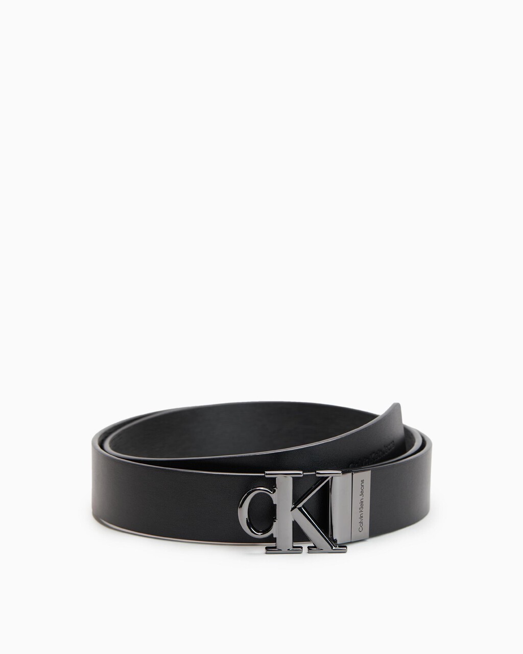 Monogram 飾牌雙面皮帶 3.5 公分, BLK/BLK TEX, hi-res
