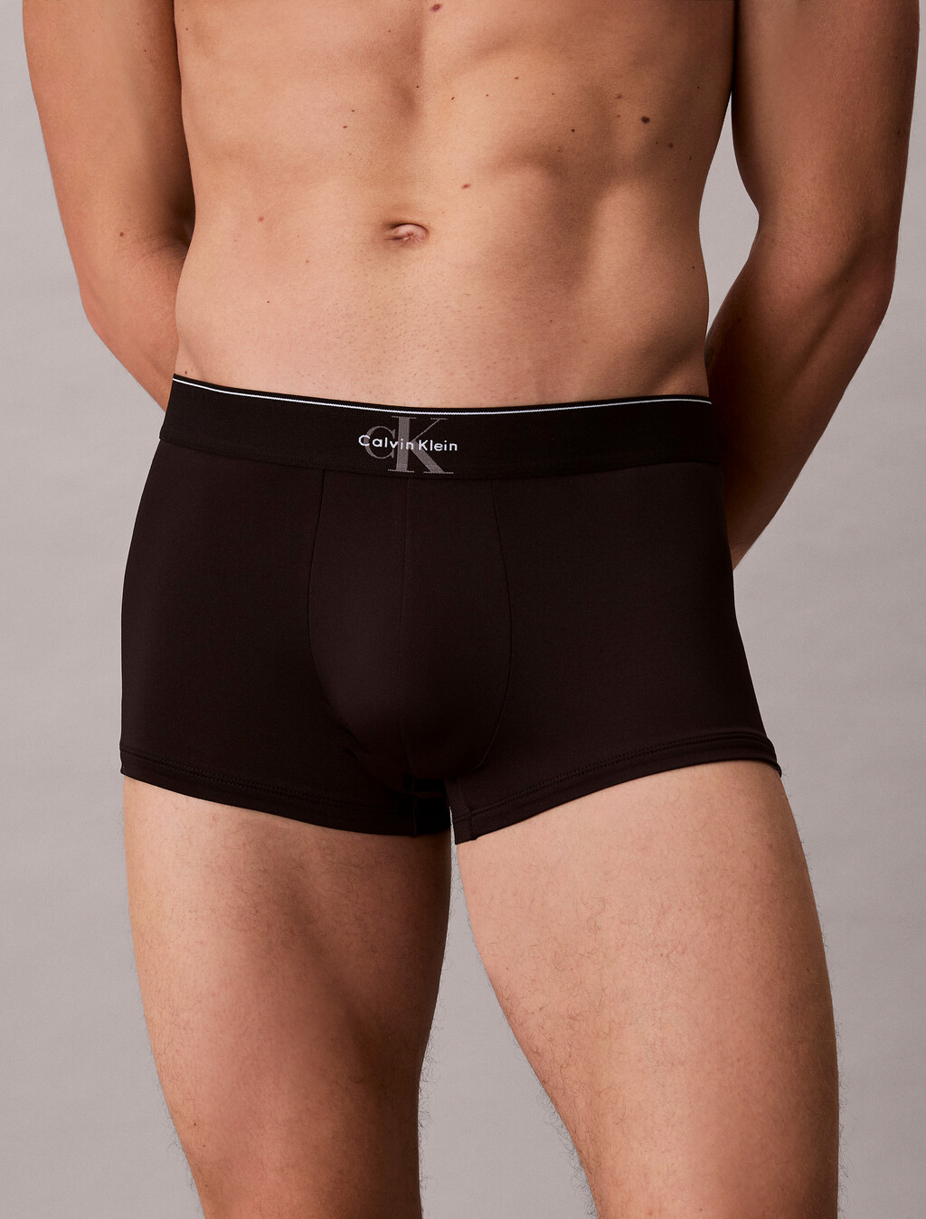 Monogram 圖案低腰平口內褲, Black, hi-res