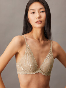 Sensual Stretch Lace Lightly Lined Plunge Bra, Cedar, hi-res