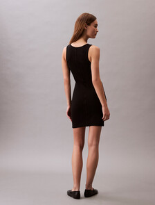 Logo Graphic Ribbed Tank Dress, Black, hi-res