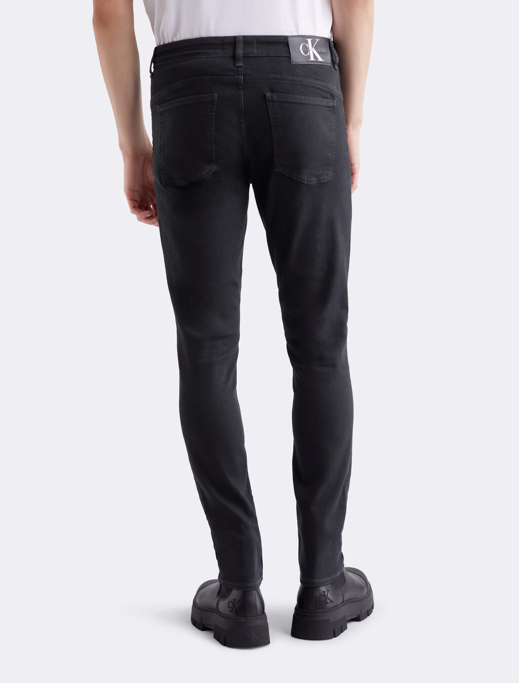 Core Black Skinny Jeans, 90S BLACK CALVIN CUFF UP LOGO, hi-res