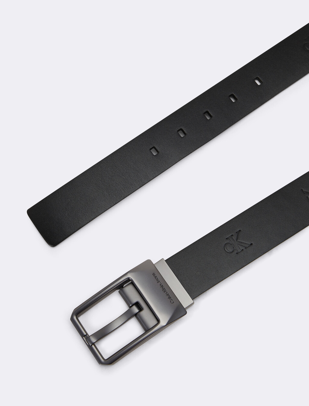 Faceted Reversible Buckle Belt 35mm, Black Logo AOP, hi-res
