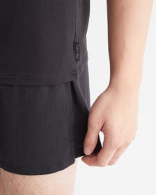 MODERN COTTON 彈性圓領 T 裇 2 件裝, Black/Black, hi-res