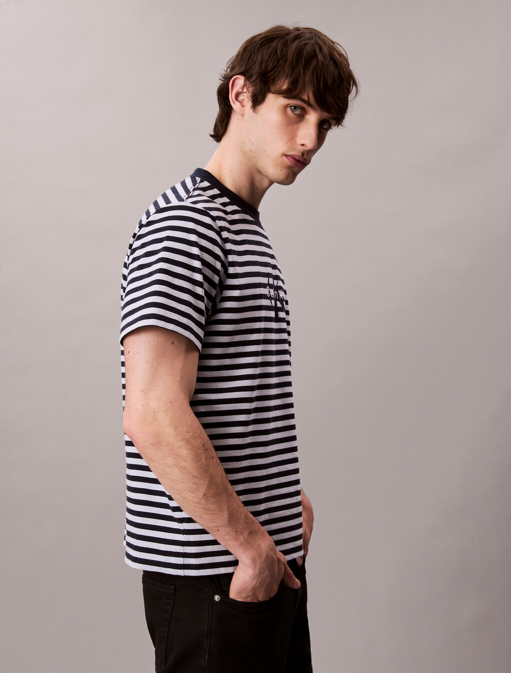 Monogram Logo Stripe Relaxed T-Shirt, Xenon Blue, hi-res