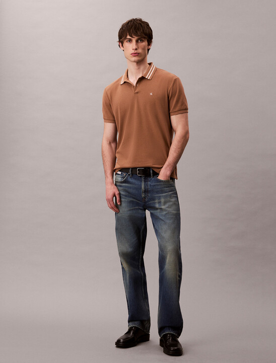 Monogram Logo Pique Tipped Classic Polo Shirt