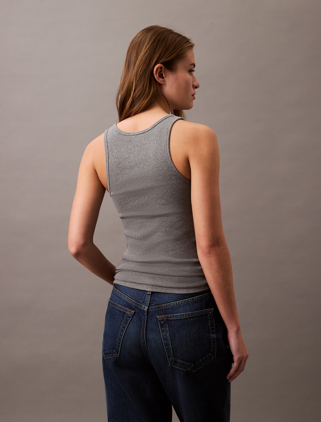 Cotton Contour Rib Tank, Heroic Grey Heather, hi-res