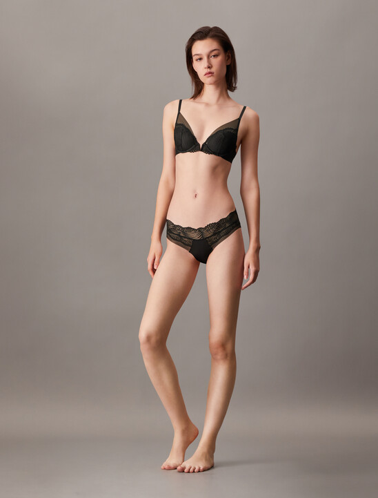 CK Black 幾何風蕾絲低腰內褲