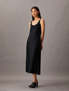 Hero Viscose Satin Slip Dress, Black, hi-res