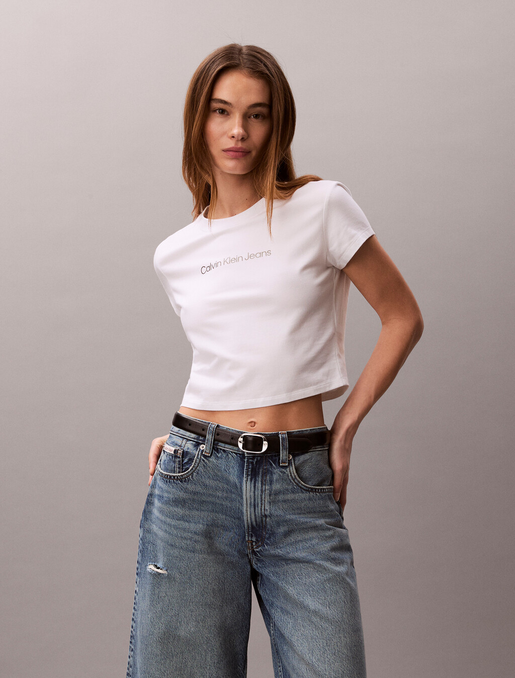 經典標誌貼身 T 恤, Bright White, hi-res