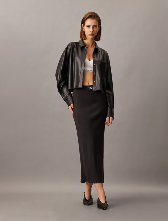 Faux Leather Cropped Shirt