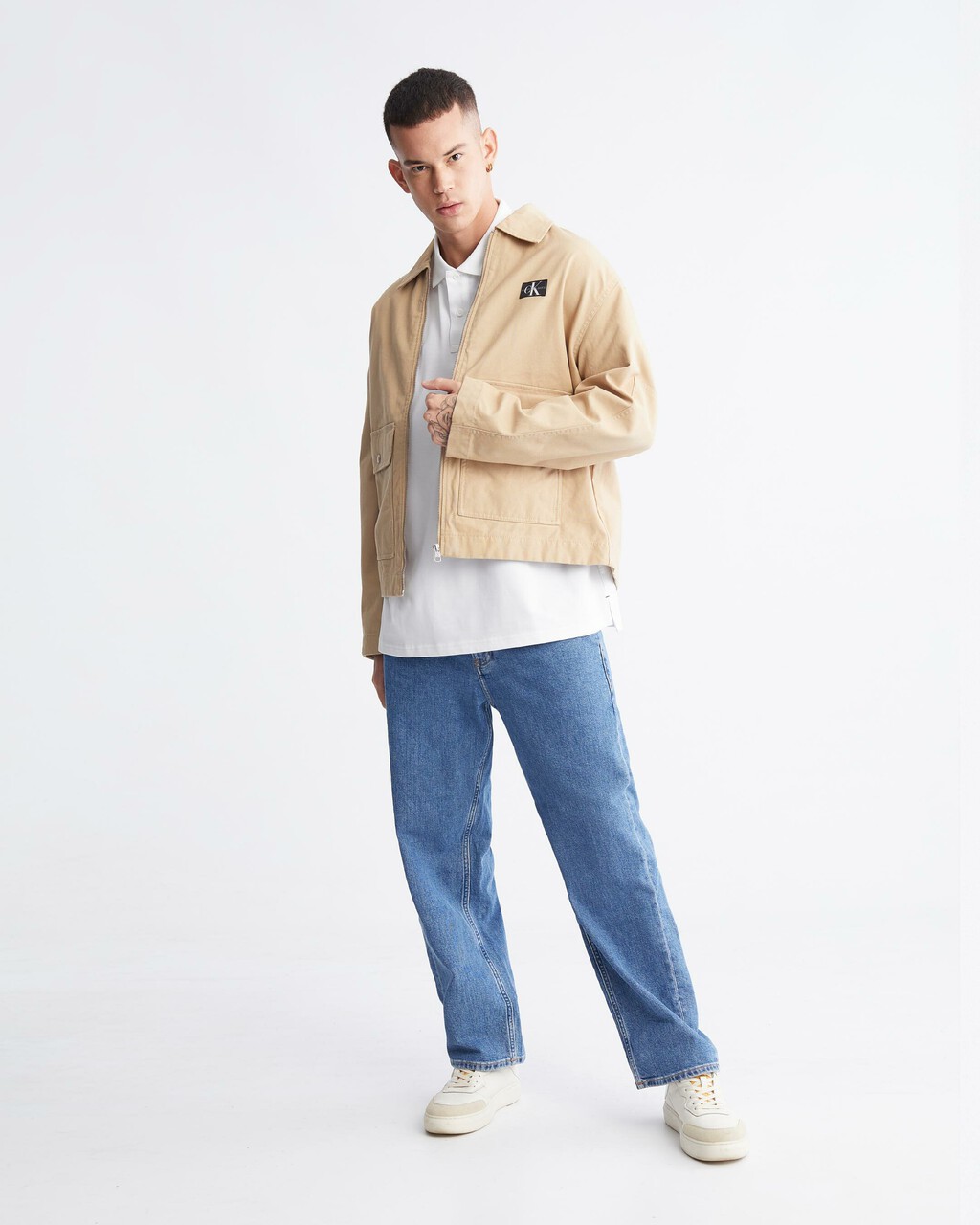 Modern Workwear Boxy Cropped Jacket, Travertine, hi-res