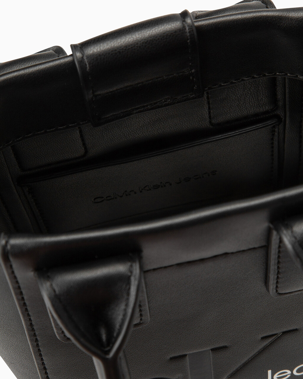 CKJ SCULPTED MONOGRAM MICRO TOTE, BLACK, hi-res