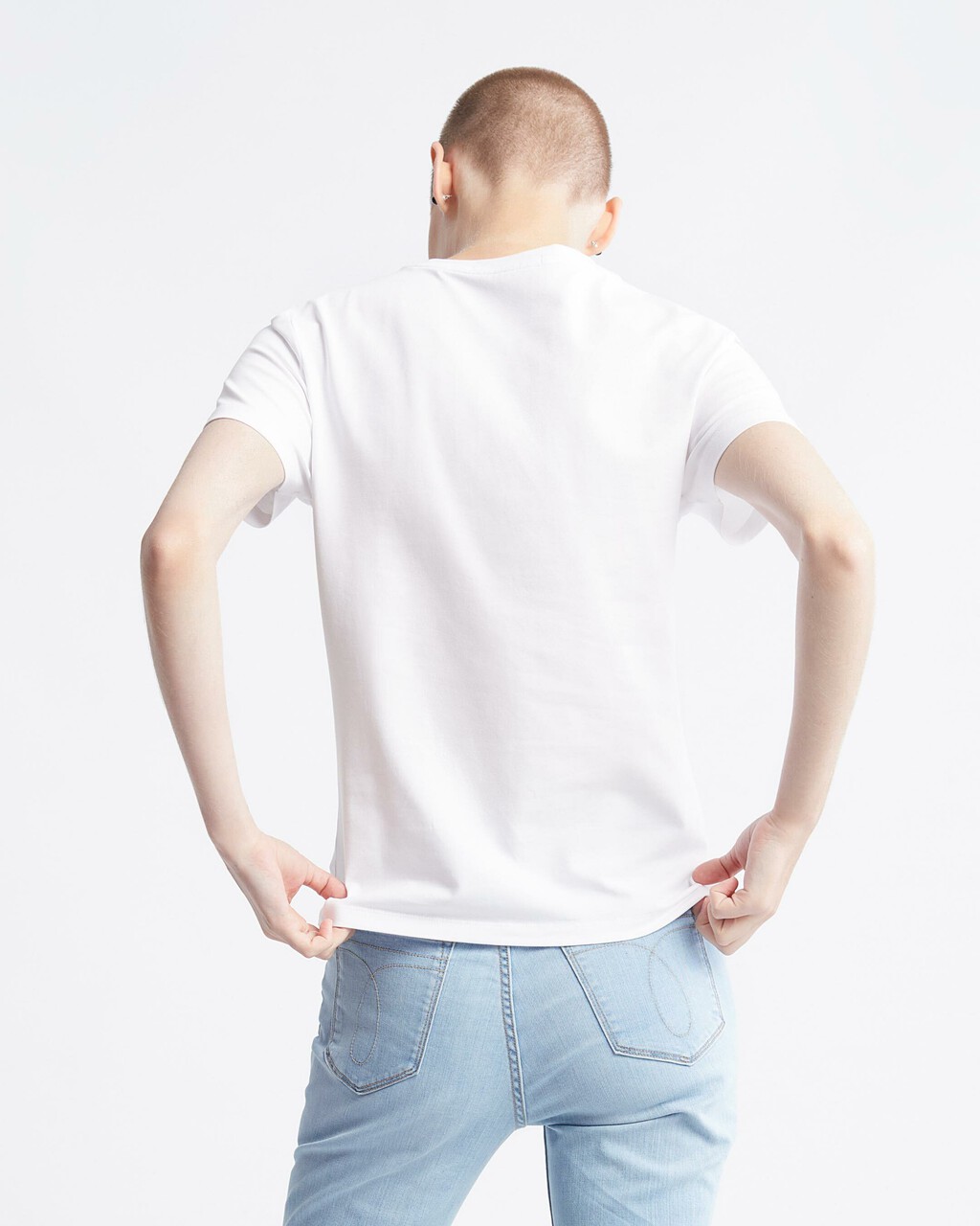 Monogram 四方印花有機棉修身 T 裇, Bright White, hi-res