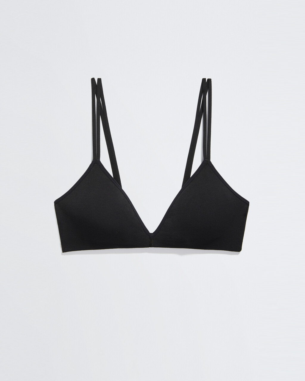 MODERN COTTON LIGHTLY LINED TRIANGLE BRALETTE, Black Beauty, hi-res
