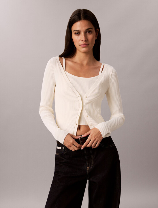 Rib Knit Cardigan Set