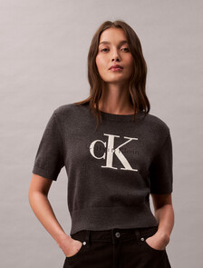 Monologo Cropped Jumper, B85 Charcoal Heather, hi-res