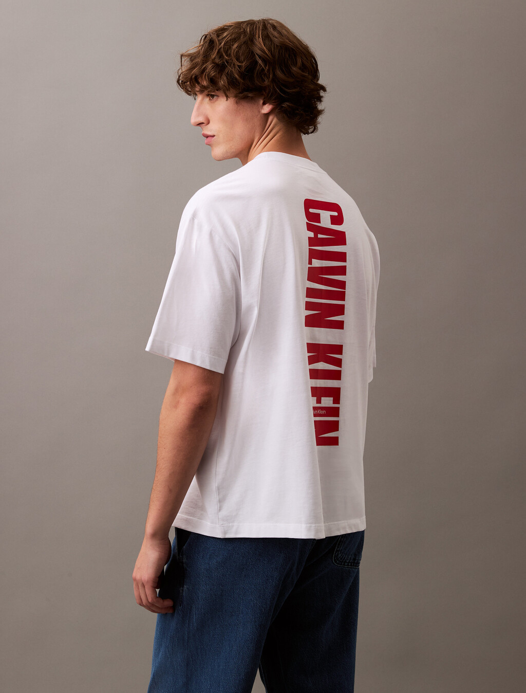 Calvin Klein 標誌印花 T 恤, Brilliant White, hi-res