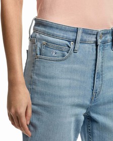 Light Wash High Rise Skinny Ankle Jeans, Light Blue Logo Split Hem Back Emb, hi-res