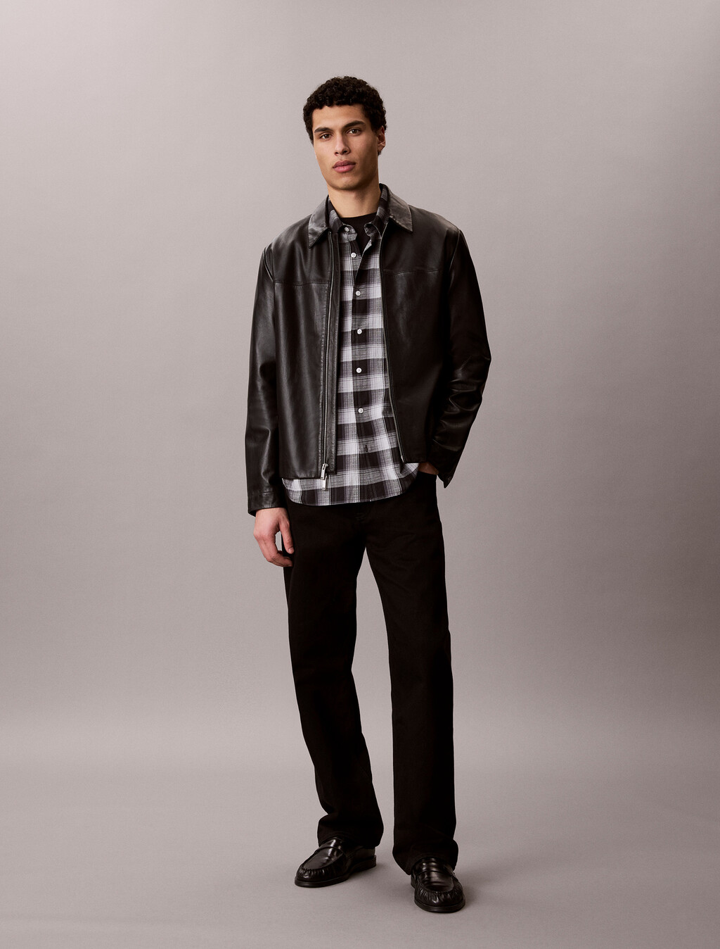 Relaxed Cotton Shirt, Black, hi-res