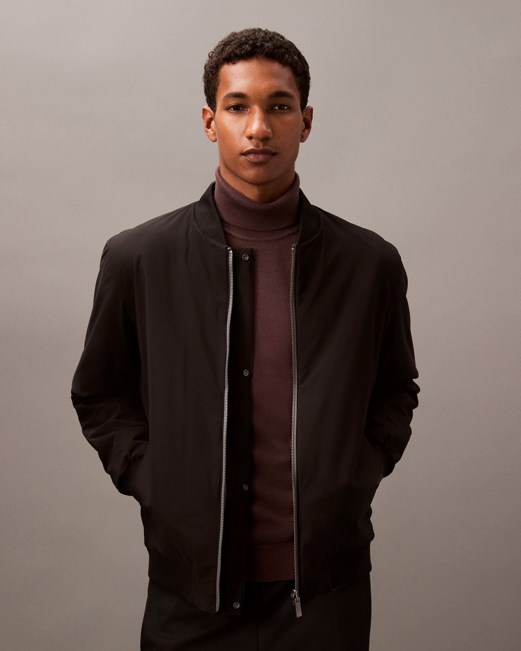 Reversible Wool Blend Bomber Jacket Charcoal Heather Calvin Klein Hong Kong