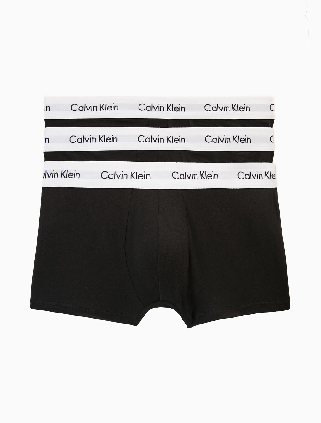 Calvin Klein Cotton Stretch 低腰貼身短版四角褲（3 件組）, BLACK W/ WHITE WB, hi-res
