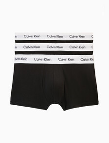Calvin Klein Cotton Stretch 低腰貼身短版四角褲（3 件組）, BLACK W/ WHITE WB, hi-res