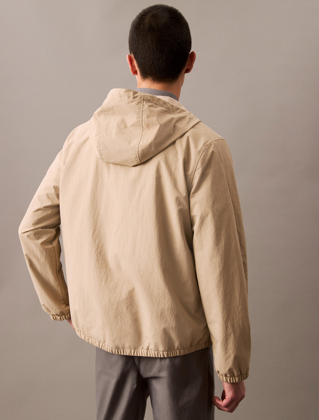 Crinkle Nylon Hooded Windbreaker Jacket, Crockery, hi-res