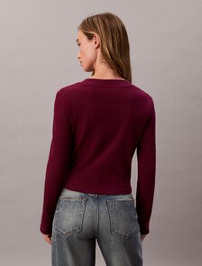 Monogram Logo Long Sleeve Baby Tee, Berry Glaze, hi-res