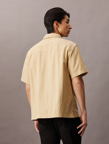 夏日工裝風紋理感棉質襯衫, Pale Khaki, hi-res