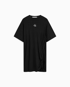 Side Gather Monogram Tee Dress, Ck Black, hi-res