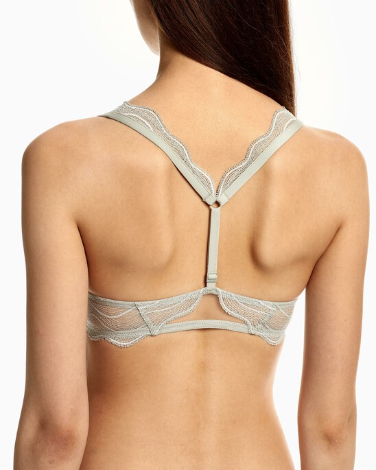 CK BLACK GRAPHIC LACE PUSH UP PLUNGE BRA