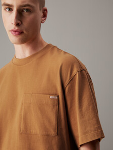 平紋寬鬆口袋 T 恤, Tobacco Brown, hi-res