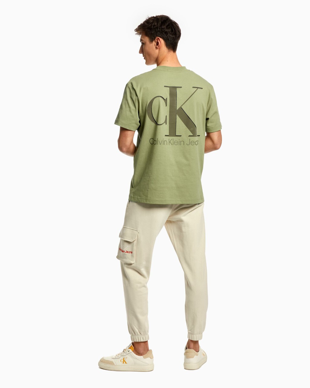 REIMAGINED NATURE FLOCKED LOGO RELAXED TEE, Faded Olive, hi-res
