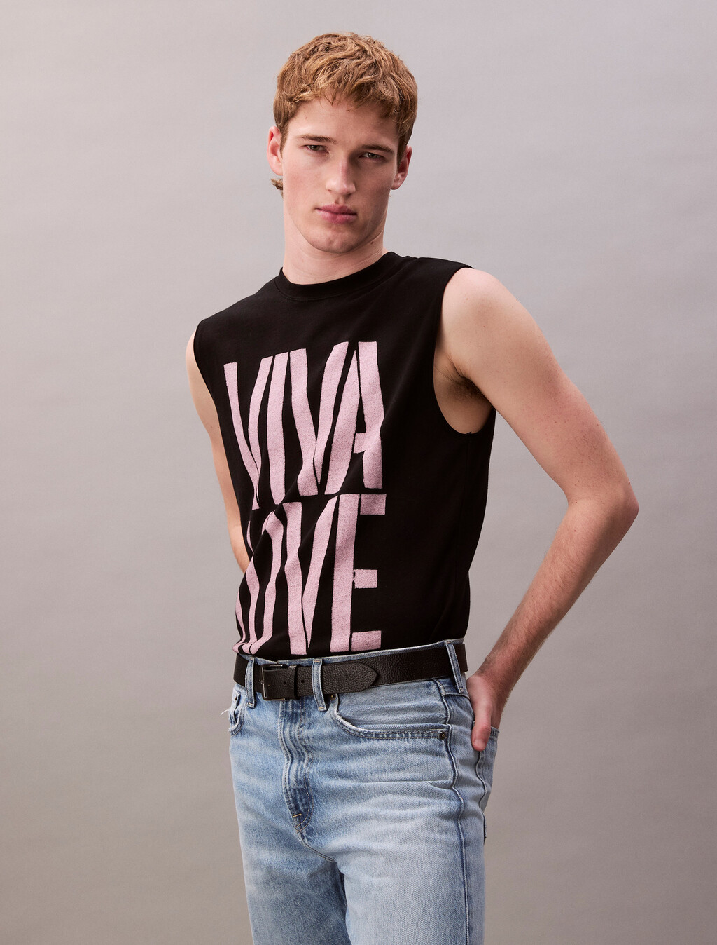 Pride Viva Love Graphic Relaxed Tank Top, Black, hi-res