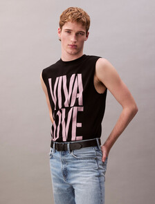 Pride Viva Love Graphic Relaxed Tank Top, Black, hi-res