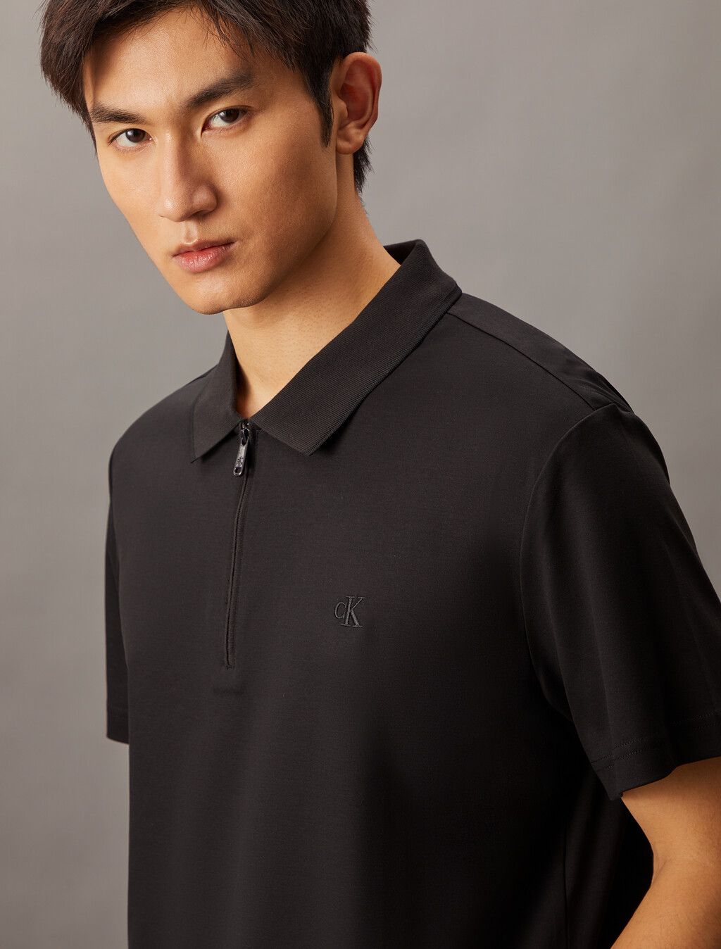 Smooth Cotton UV Protect Half Zip Pollo, Ck Black, hi-res