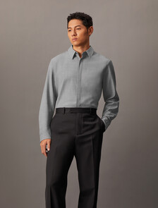 Wool Blend Covered Placket Shirt, Grey Heather, hi-res