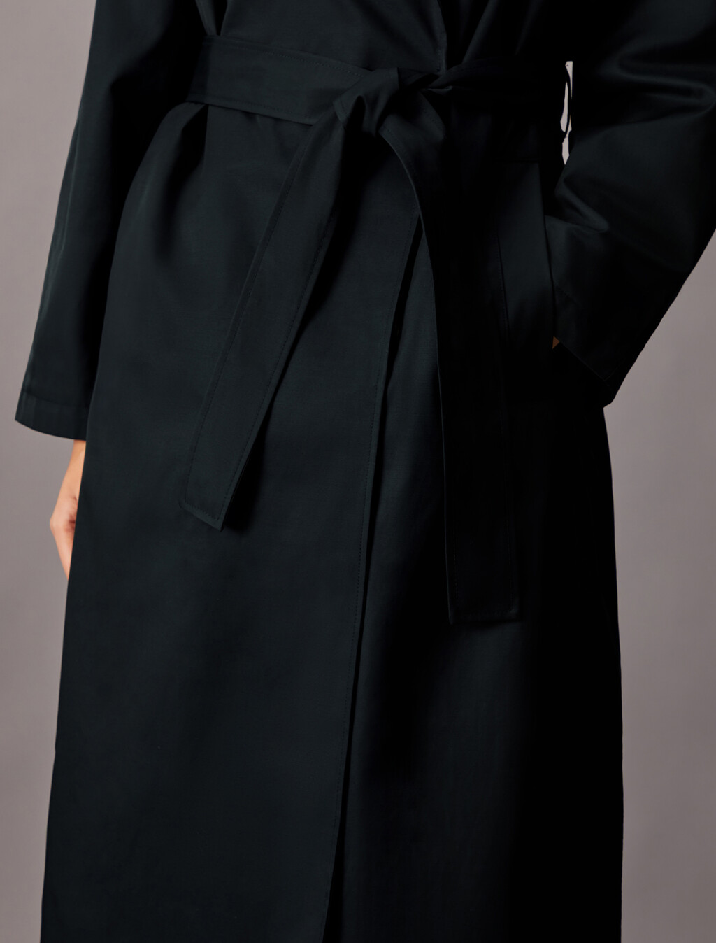 Organic Cotton Blend Trench Coat, Black, hi-res