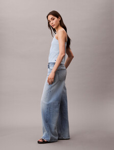 Linen Denim Tank Top, AARON INDIGO, hi-res