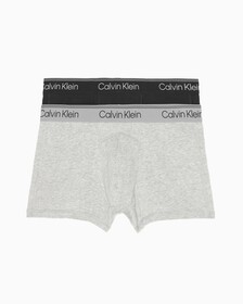 ATHLETIC COTTON 2 PACK TRUNKS, BLACK/GREY HEATHER, hi-res