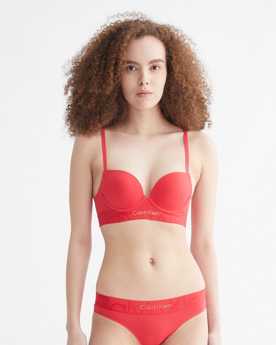 Embossed Icon Micro Push Up Plunge Bra